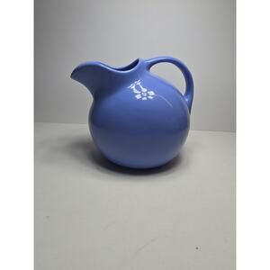Retro Vintage Hall Pottery Tilted Ball Water Pitcher Ice Lip Cornflower Blue